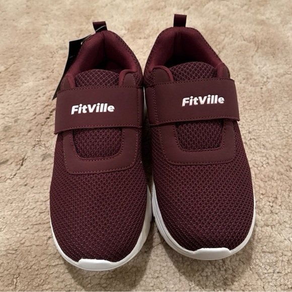 Fitville Shoes - FitVille Women's Slip-On Athletic Sneakers in Maroon